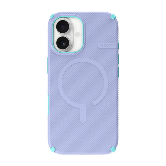 Rear view of the pastel-toned Laut SHIELD FLUX protective phone skin for iPhone 17 in Sky Mist available at Tradeline.