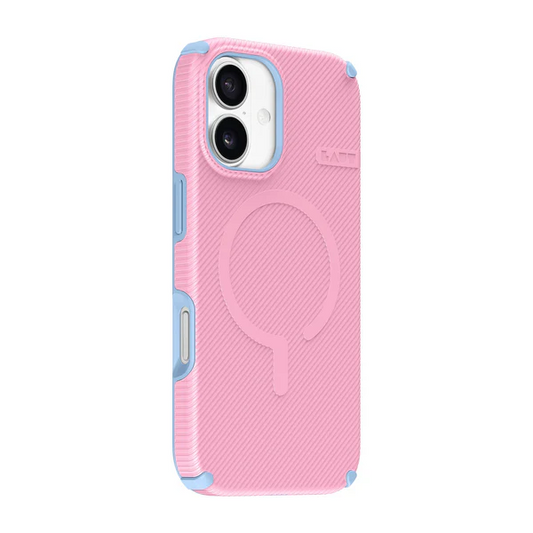Back side perspective showcasing the flexible shockproof borders of the Laut SHIELD FLUX iPhone 17 Soft Blossom case from Tradeline Egypt.