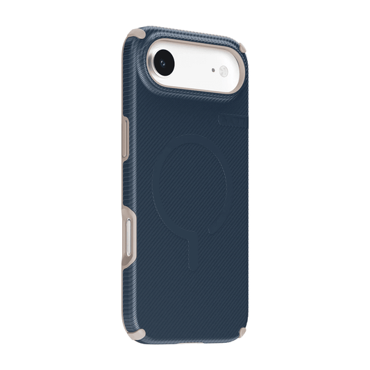 Back side view showcasing the sleek corner cushions and lens border of the Laut SHIELD FLUX iPhone Air Deep Navy case from Tradeline Egypt.