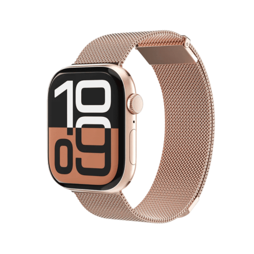 سوار فونماهلين ميلانيز لوب 2 لساعة أبل مقاس 44 / 45 / 46 / 49 ملم — ذهبي وردي (Vonmahlen Milanese Loop 2 for Apple Watch 44 | 45 | 46 | 49mm - Rose Gold)