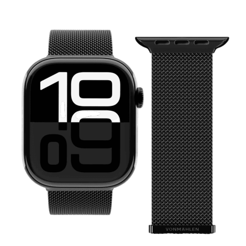 سوار فونماهلين ميلانيز لوب 2 لساعة أبل مقاس 44 / 45 / 46 / 49 ملم — أسود (Vonmahlen Milanese Loop 2 for Apple Watch 44 | 45 | 46 | 49mm - Black)