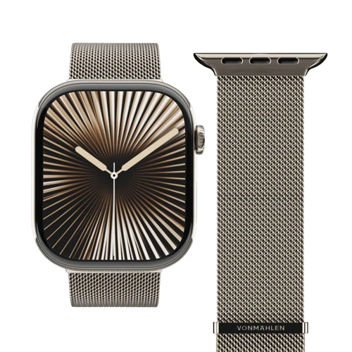 سوار فونماهلين ميلانيز لوب 2 لساعة أبل مقاس 44 / 45 / 46 / 49 ملم — رمل الصحراء (Vonmahlen Milanese Loop 2 for Apple Watch 44 | 45 | 46 | 49mm - Desert Sand)