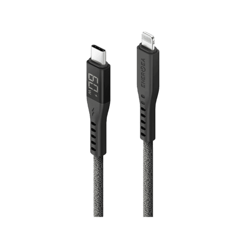 كابل ENERGEA Flow من Lightning إلى USB-C مع شاشة بطول 1.5 متر - أسود