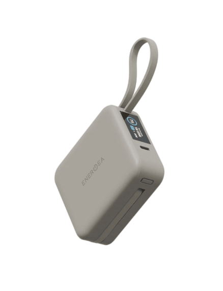 ENERGEA Magpac Mini Plus 10000mAh Magsafe Compatible Power Bank With Built-in C Cables & Display - SAND