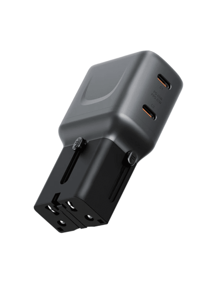 ENERGEA TravelGo Adapter 45 With 2 Port USB-C 45W - GUNMETAL BLACK