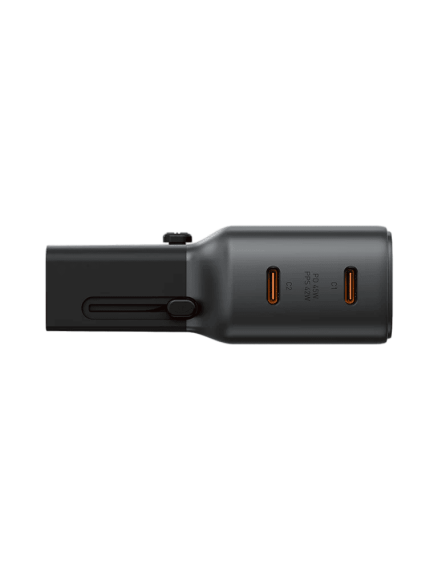 ENERGEA TravelGo Adapter 45 With 2 Port USB-C 45W - GUNMETAL BLACK